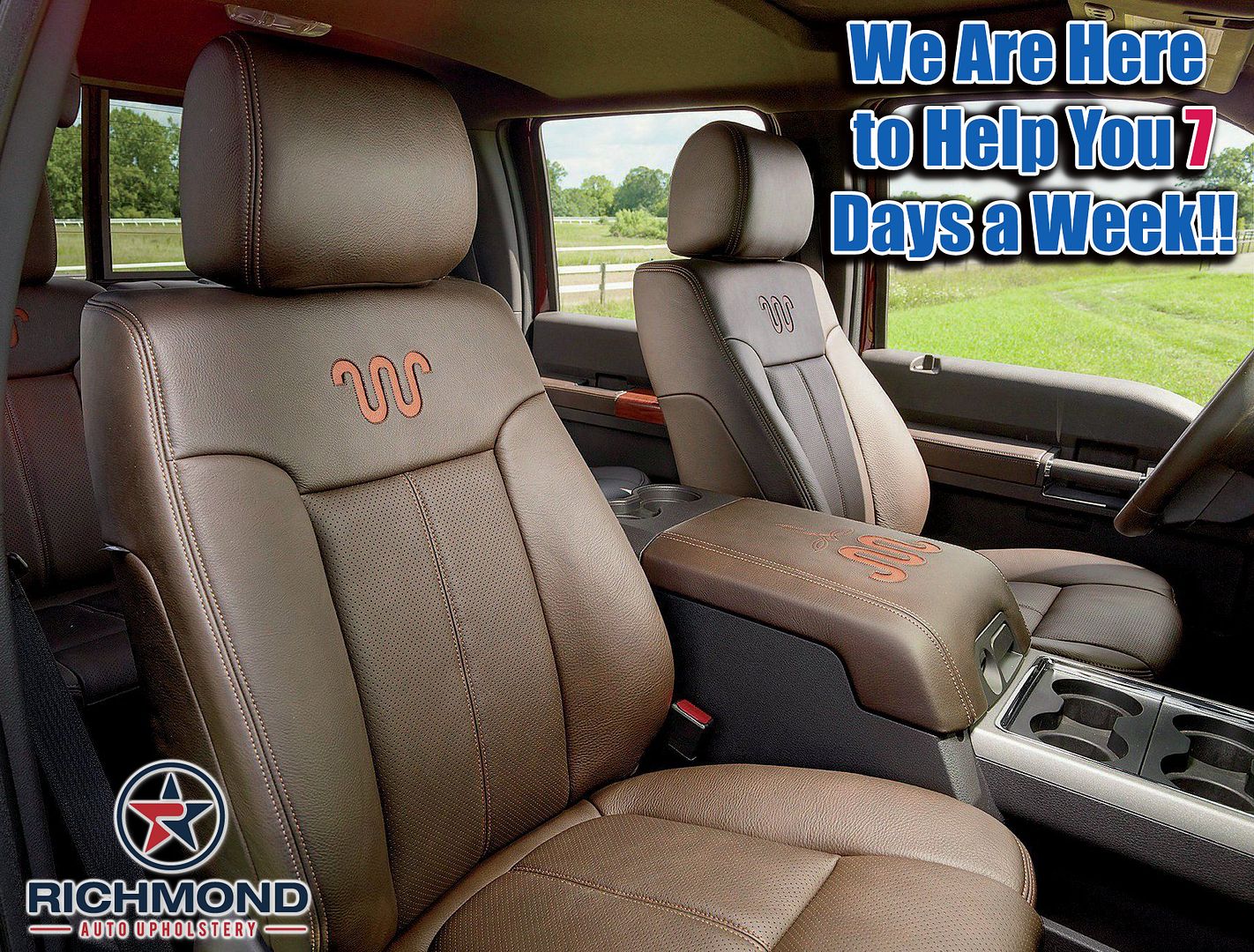 2015 2016 F250 F350 KING RANCH Leather Steering Wheel Cover 2